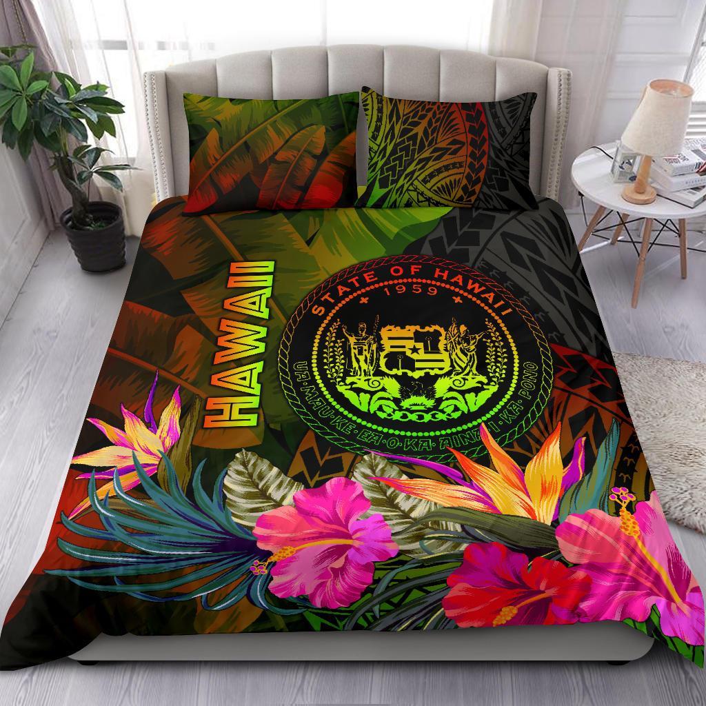 Polynesian Hawaii Polynesian Bedding Set - Hibiscus and Banana Leaves Reggae - Polynesian Pride