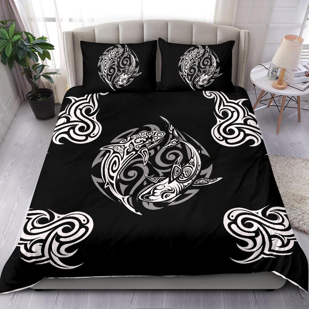 Polynesian Bedding Set - Polynesian Shark Tattoo Black - Polynesian Pride