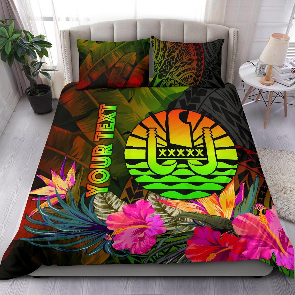 Tahiti Polynesian Personalised Bedding Set - Hibiscus and Banana Leaves Reggae - Polynesian Pride