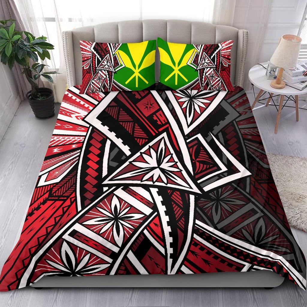 Hawaii Bedding Set - Tribal Flower Special Pattern Red Color Red - Polynesian Pride