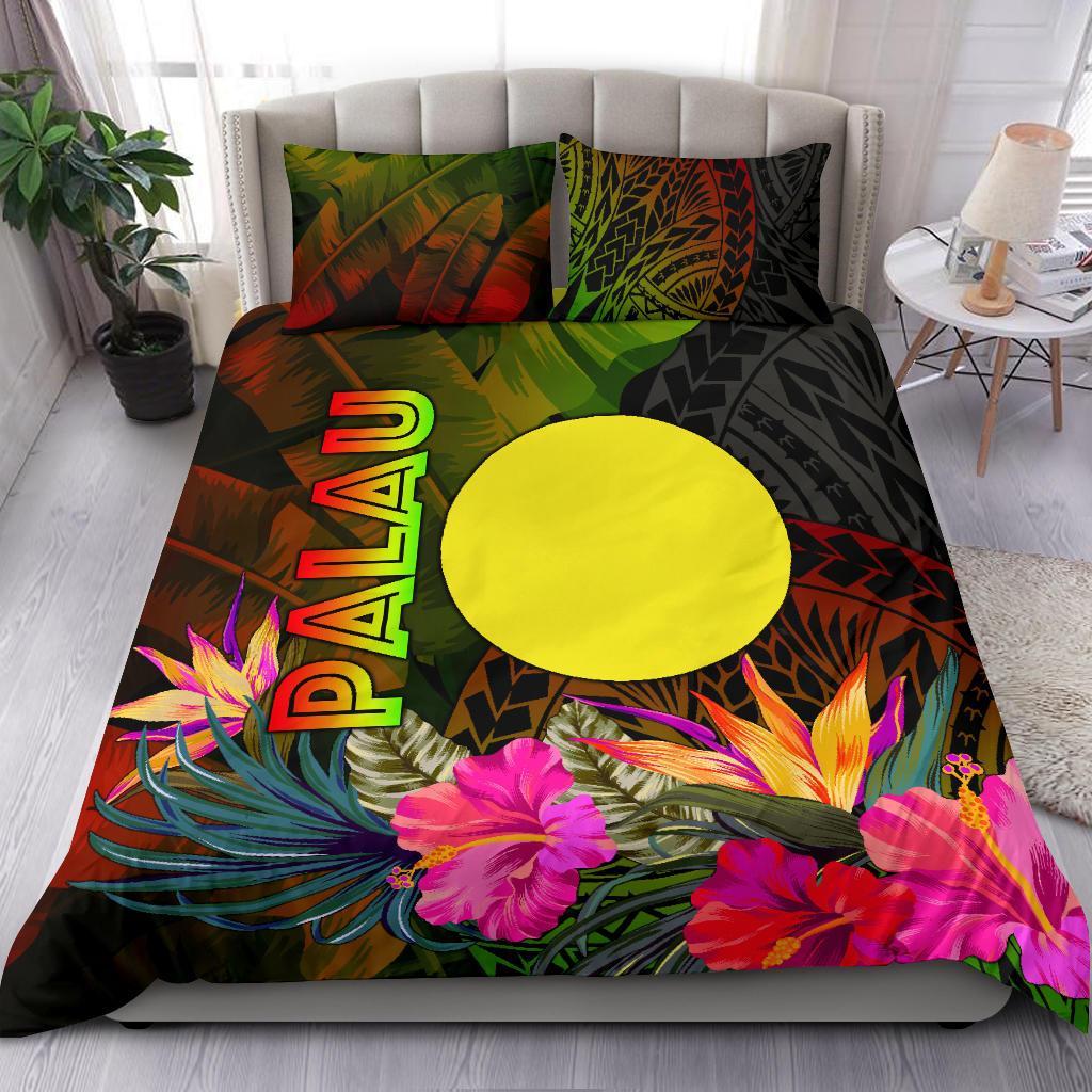 Palau Polynesian Bedding Set - Hibiscus and Banana Leaves Reggae - Polynesian Pride