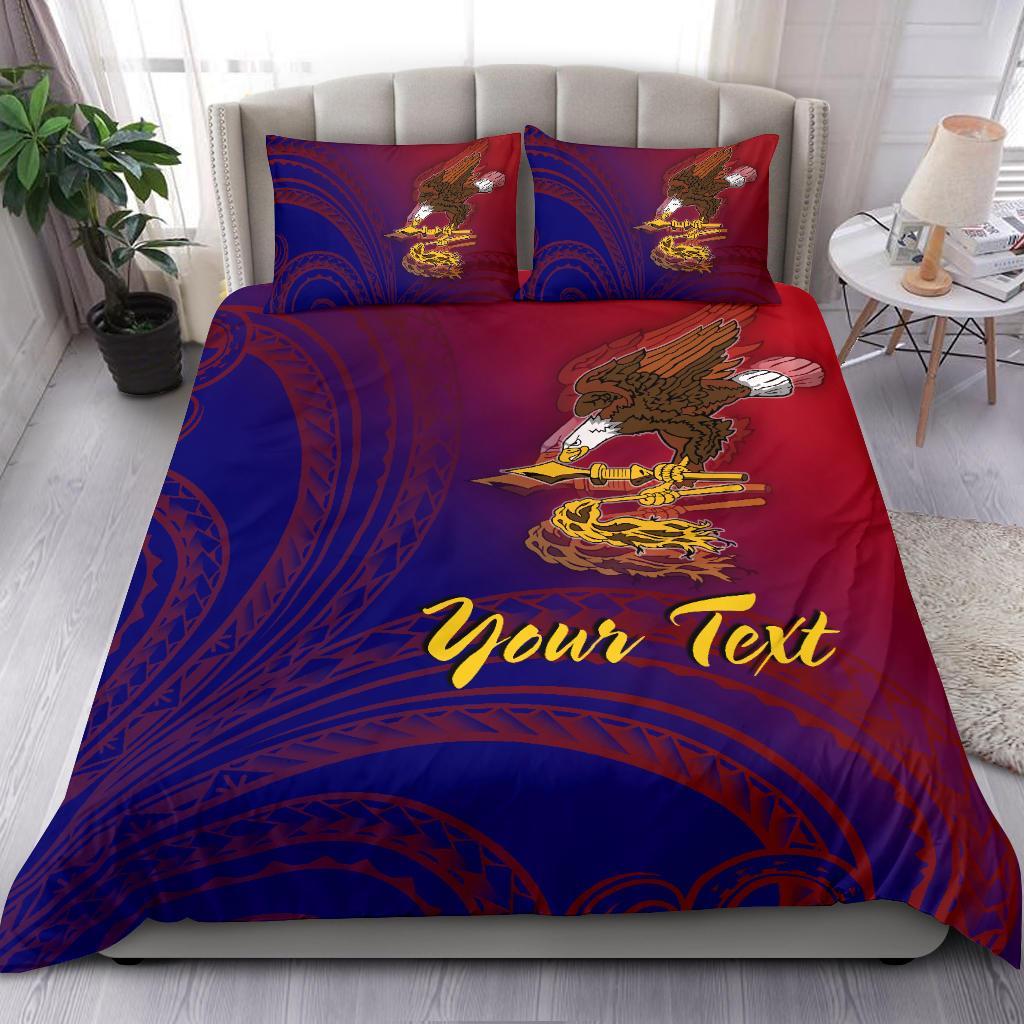 American Samoa Polynesian Custom Personalised Personalized Bedding Set - Bald Eagle (Blue - Red) Blue - Polynesian Pride