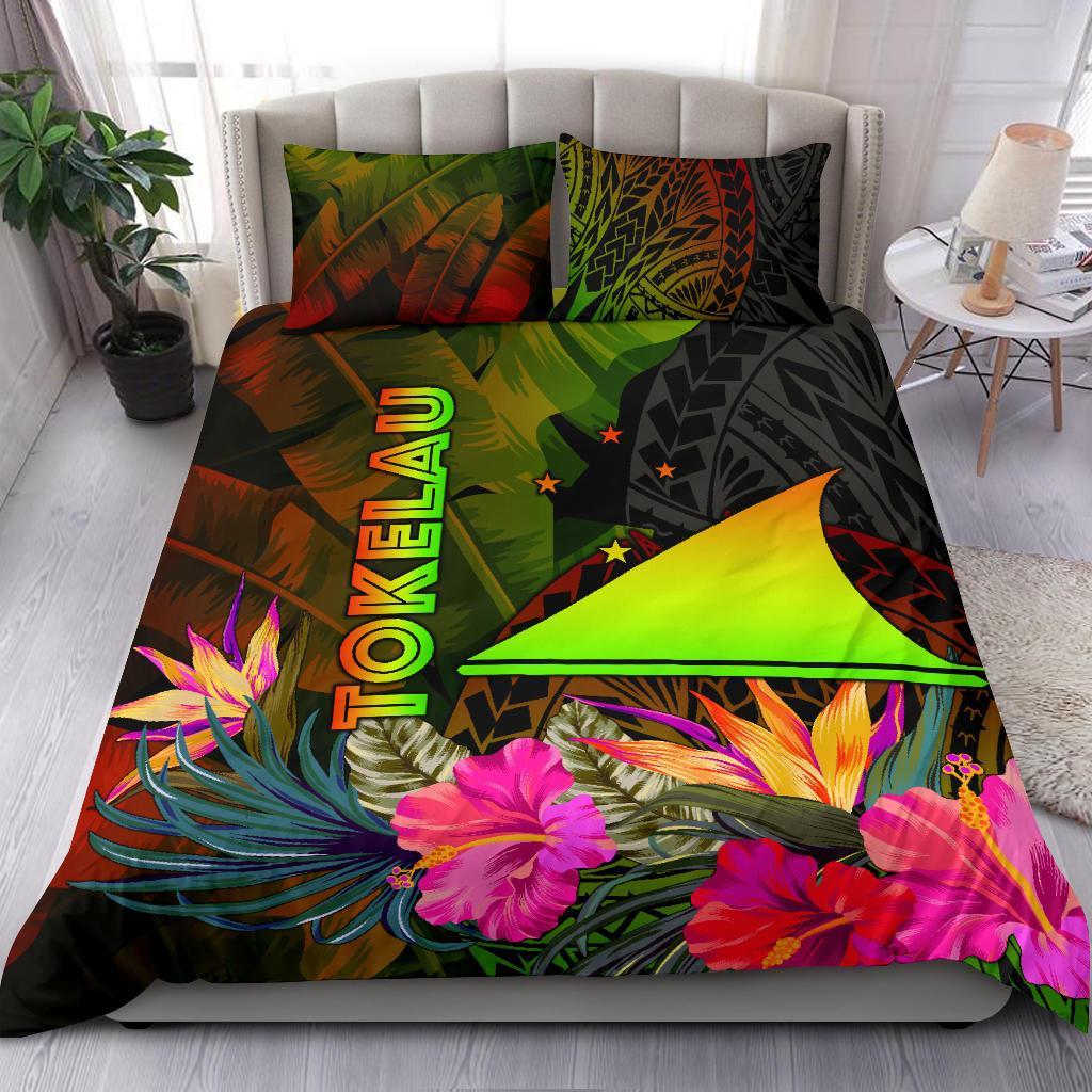 Tokelau Polynesian Bedding Set - Hibiscus and Banana Leaves - Polynesian Pride