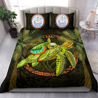 Marshall Islands Bedding Set - Polynesian Turtle Palm Tree Green - Polynesian Pride