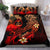 Guam Polynesian Bedding Set - Plumeria Flowers And Waves Red - Polynesian Pride