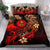 Tahiti Polynesian Bedding Set - Plumeria Flowers And Waves Red - Polynesian Pride