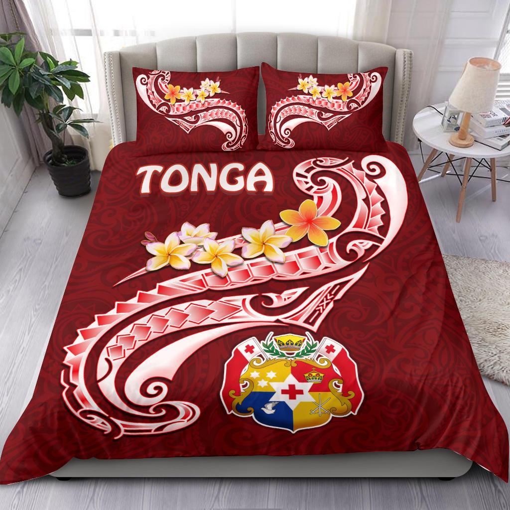 Tonga Bedding Set - Tonga Coat Of Arms With Polynesian Patterns Red - Polynesian Pride