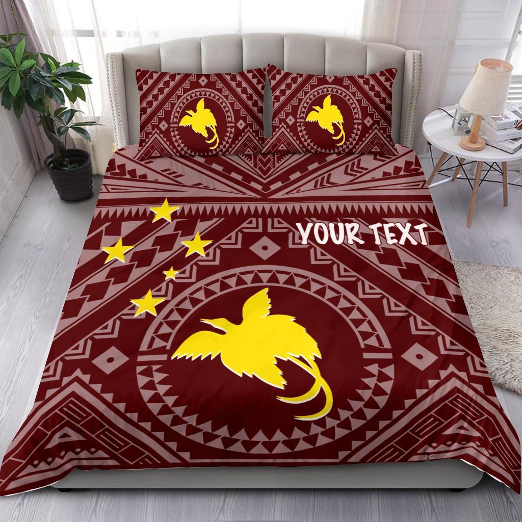 Papua New Guinea Personalised Bedding Set - Flag With Polynesian Patterns (Red) Red - Polynesian Pride