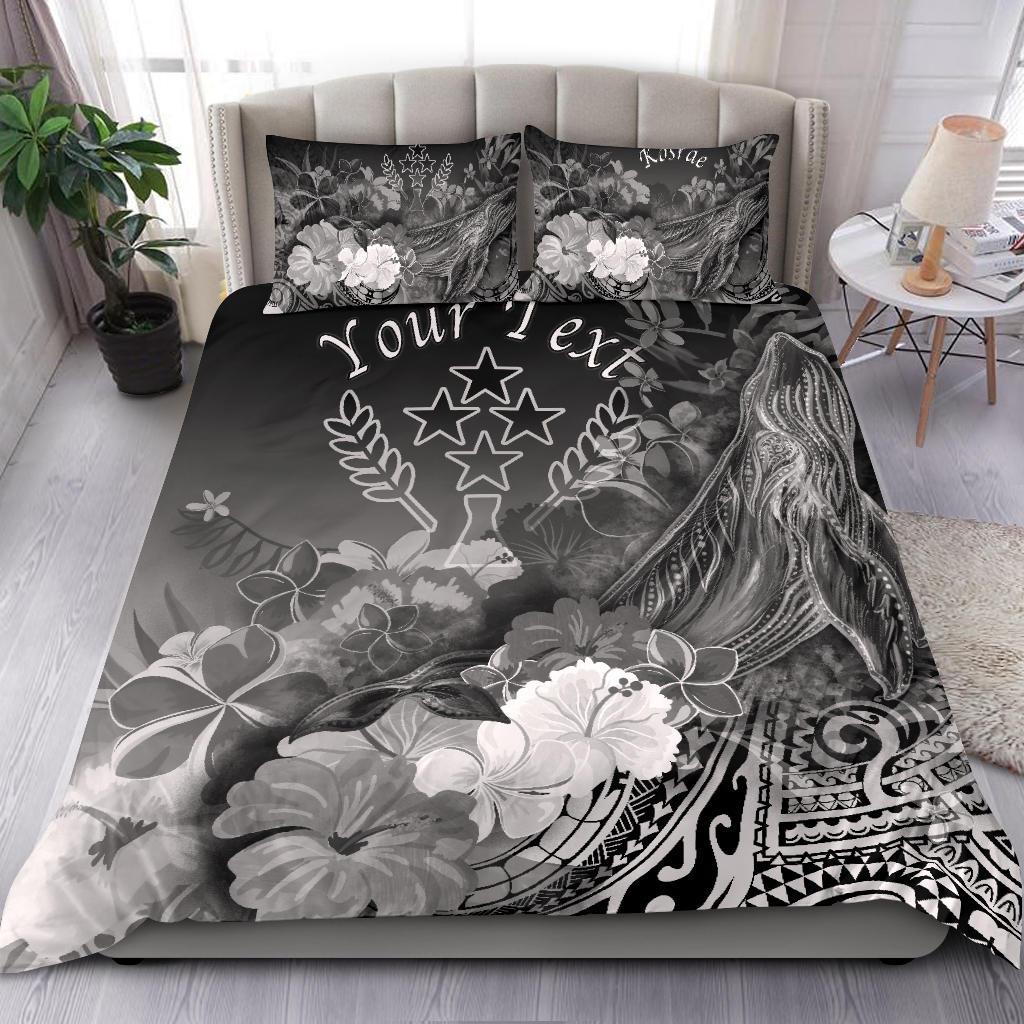 Kosrae Custom Personalised Bedding Set - Humpback Whale with Tropical Flowers (White) White - Polynesian Pride