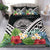 American Samoa Bedding Set - American Samoa Coat of Arms & Polynesian Tropical Flowers White White - Polynesian Pride