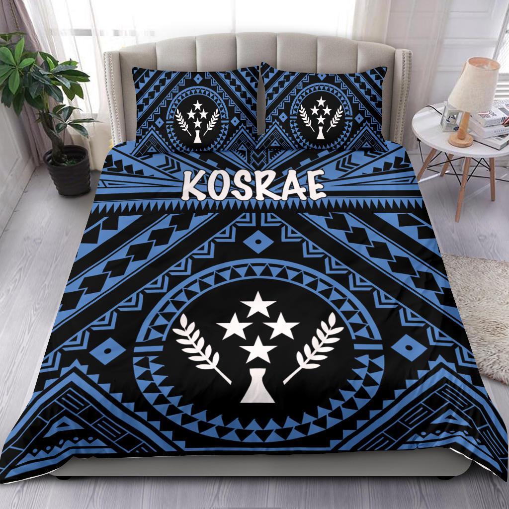 Kosrae Bedding Set - Kosrae Flag In Polynesian Tattoo Style (Blue) Blue - Polynesian Pride