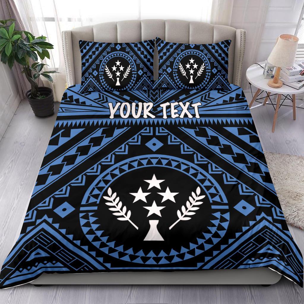 Kosrae Personalised Bedding Set - Kosrae Flag In Polynesian Tattoo Style (Blue) Blue - Polynesian Pride