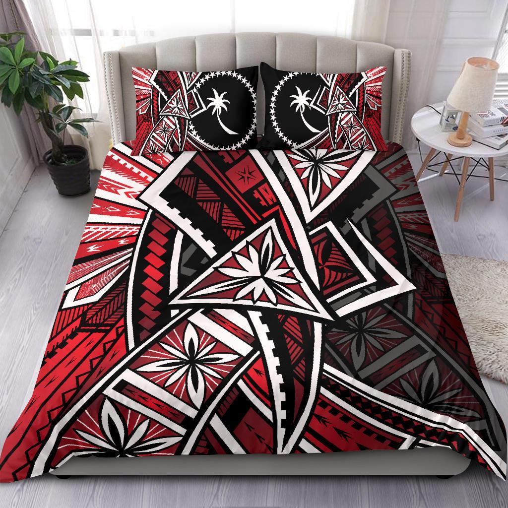 Chuuk Bedding Set - Tribal Flower Special Pattern Red Color Red - Polynesian Pride