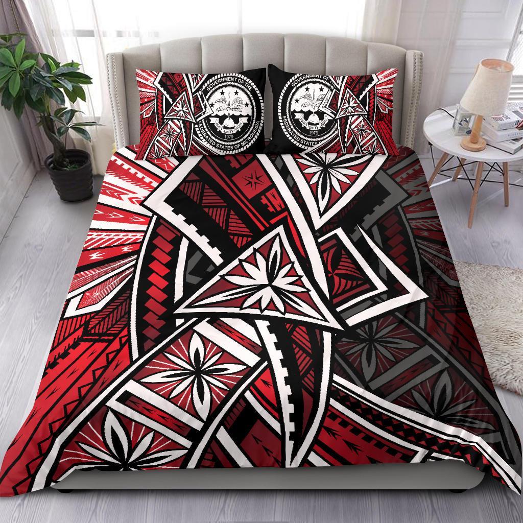 Federated States Of Micronesia Bedding Set - Tribal Flower Special Pattern Red Color Red - Polynesian Pride