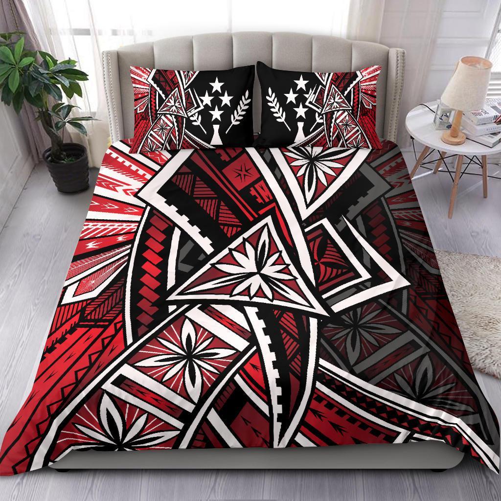 Kosrae Polynesian Bedding Set - Tribal Flower Special Pattern Red Color Red - Polynesian Pride