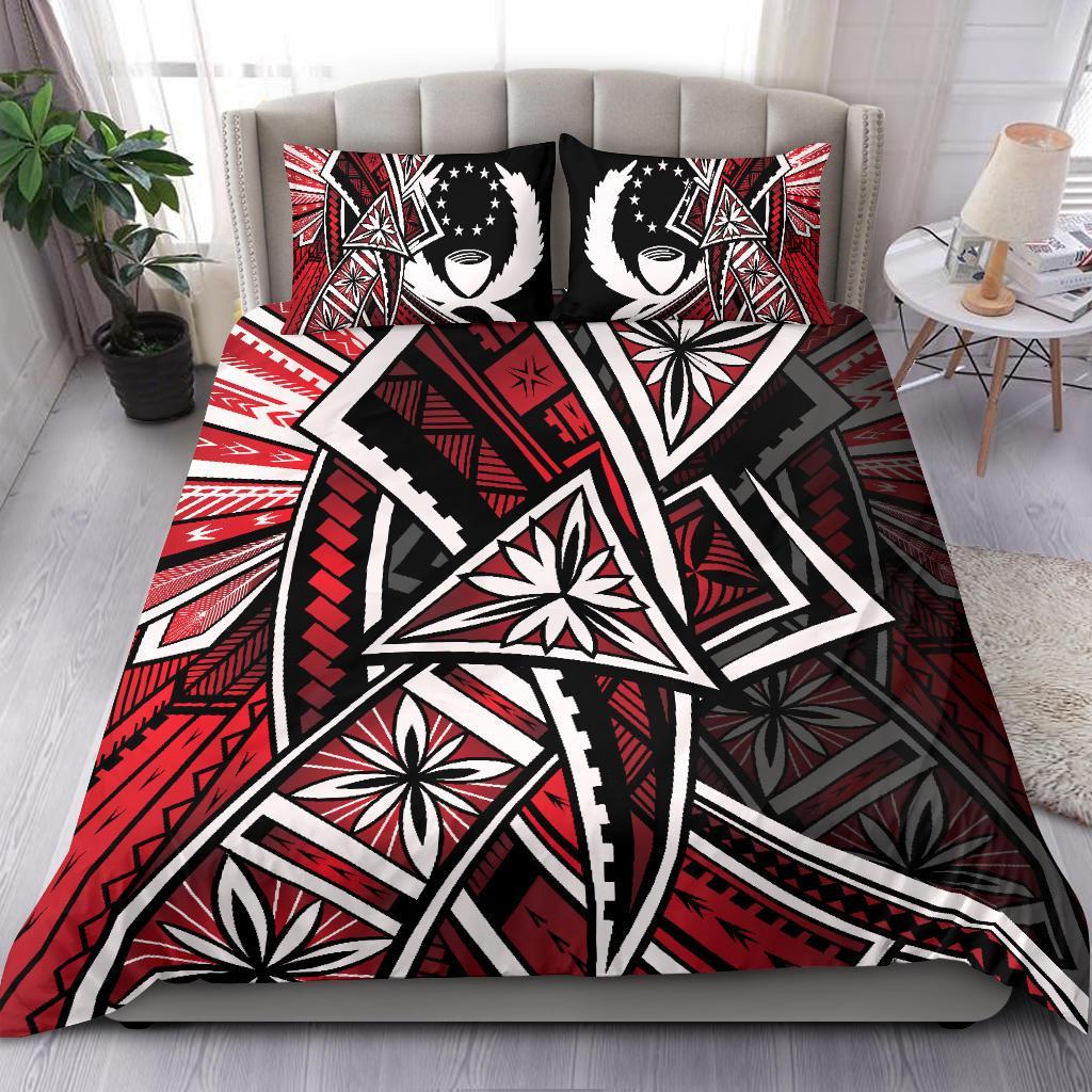 Pohnpei Bedding Set - Tribal Flower Special Pattern Red Color Red - Polynesian Pride