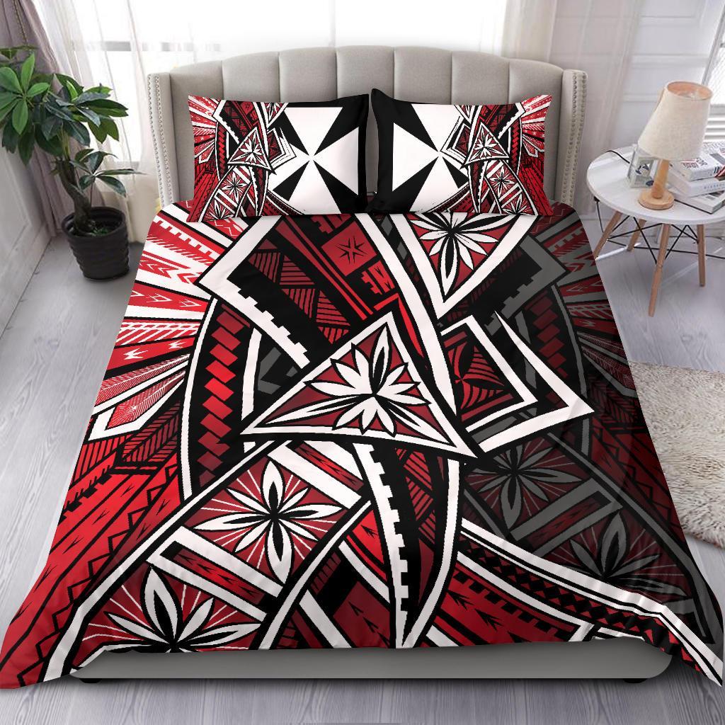 Wallis and Futuna Bedding Set - Tribal Flower Special Pattern Red Color Red - Polynesian Pride