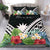 Nauru Bedding Set - Nauru Coat of Arms & Polynesian Tropical Flowers White Black - Polynesian Pride