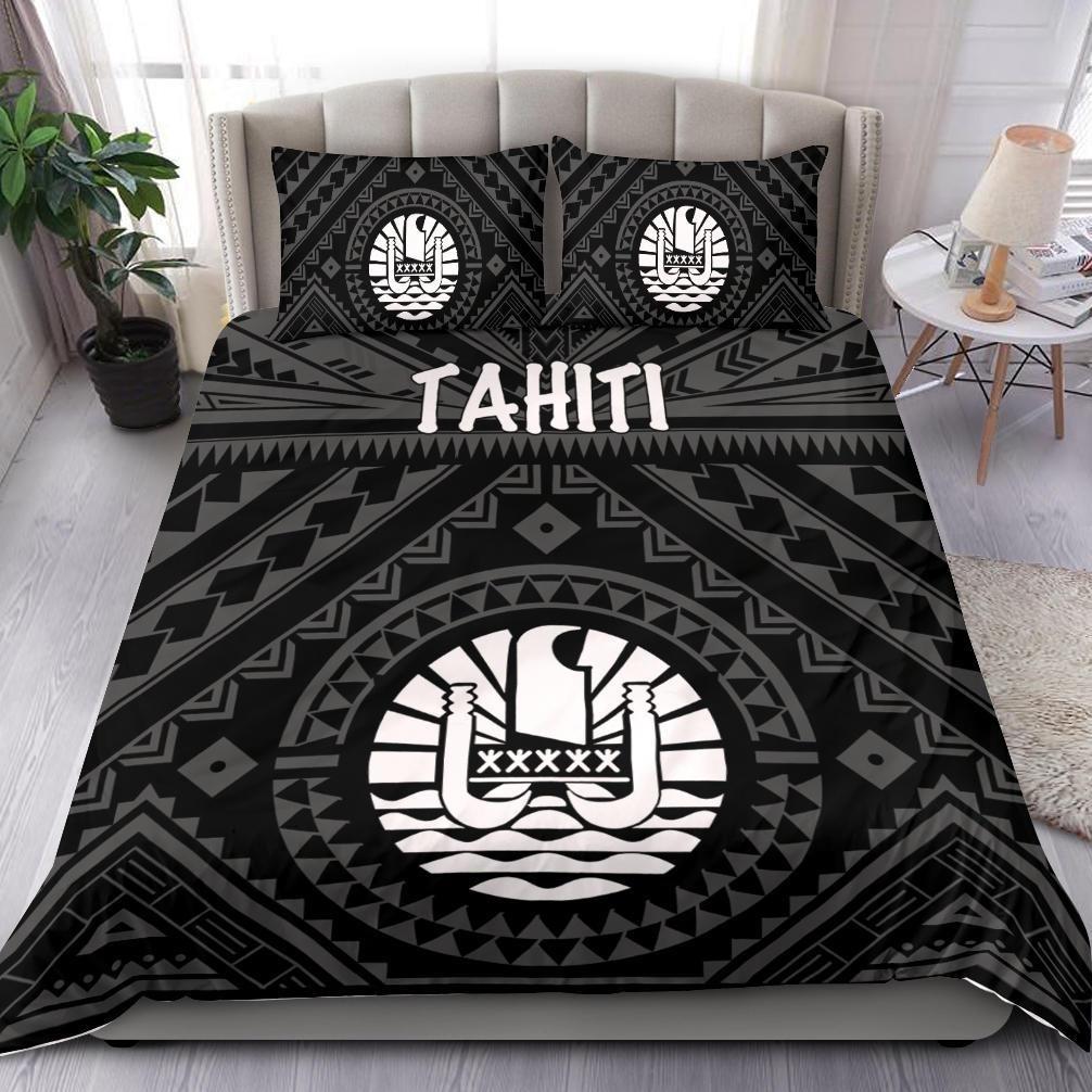 Tahiti Bedding Set - Tahiti Seal In Polynesian Tattoo Style (Black) Black - Polynesian Pride