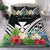 Wallis and Futuna Bedding Set - Wallis and Futuna Coat of Arms & Polynesian Tropical Flowers White Black - Polynesian Pride