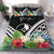 Yap Bedding Set - Yap Coat of Arms & Polynesian Tropical Flowers White Black - Polynesian Pride