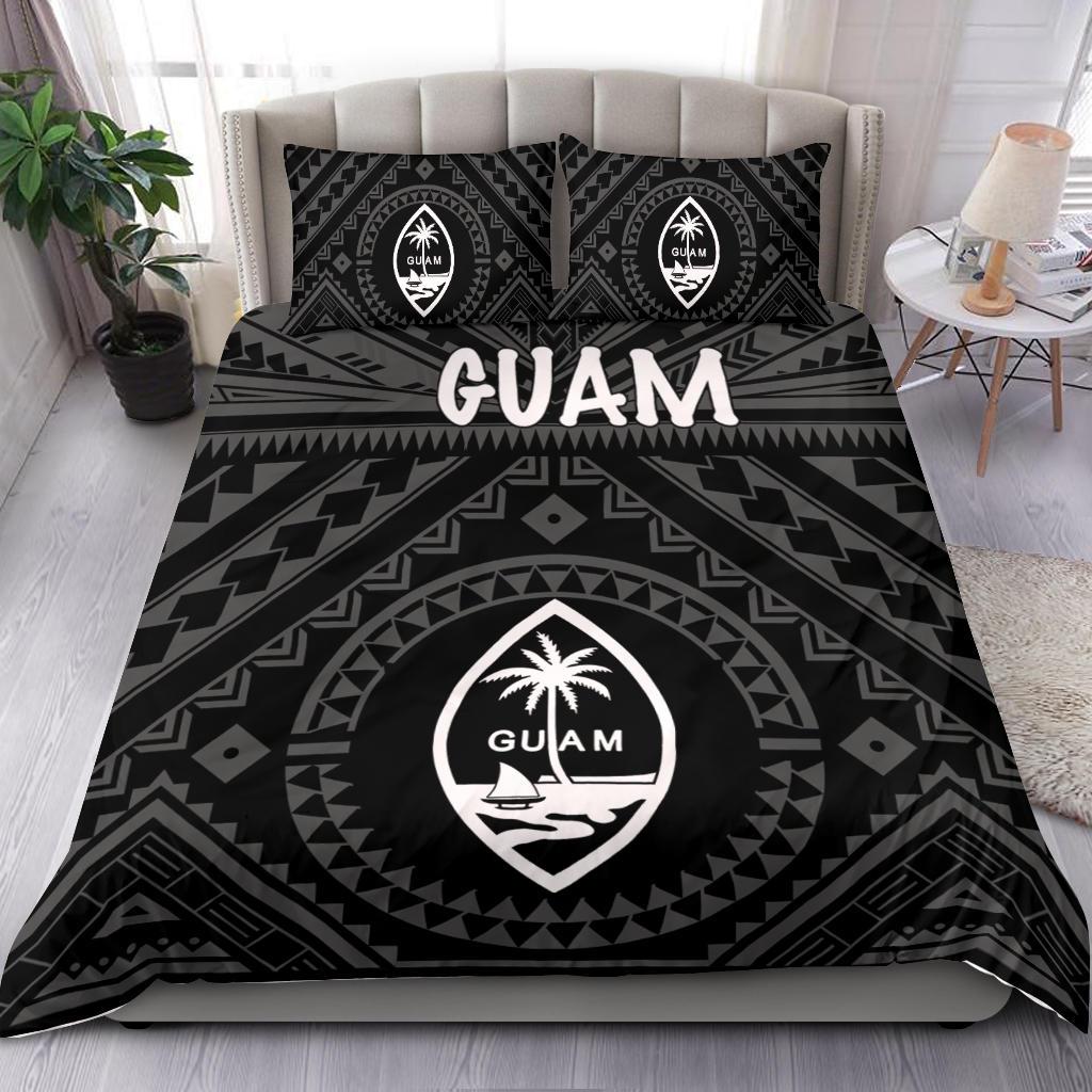 Guam Bedding Set - Guam Seal With Polynesian Tattoo Style (Black) Black - Polynesian Pride