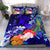 Tonga Custom Personalised Bedding Set - Humpback Whale with Tropical Flowers (Blue) - Polynesian Pride