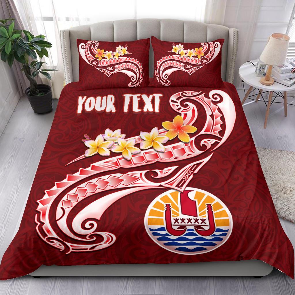 Tahiti Personalised Bedding Set - Tahiti Seal Polynesian Patterns Plumeria Red - Polynesian Pride