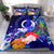 Vanuatu Bedding Set - Humpback Whale with Tropical Flowers (Blue) - Polynesian Pride