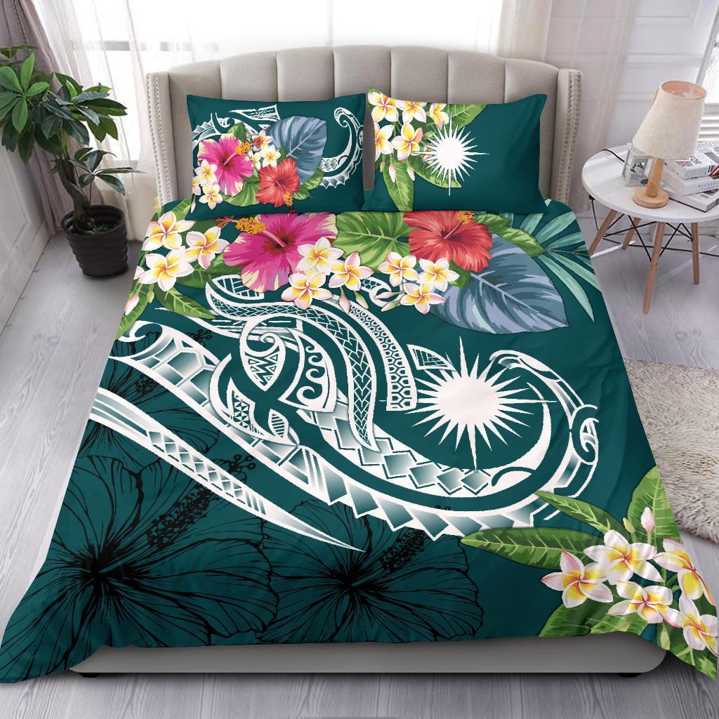 Marshall Islands Polynesian Bedding Set - Summer Plumeria (Turquoise) Turquoise - Polynesian Pride