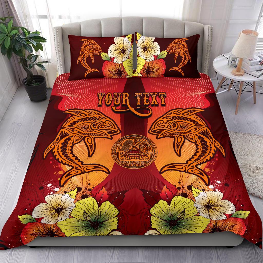 American Samoa Custom Personalised Bedding Sets - Tribal Tuna Fish Orange - Polynesian Pride