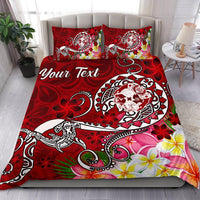 Tonga Custom Personalised Bedding Set - Turtle Plumeria (Red) - Polynesian Pride