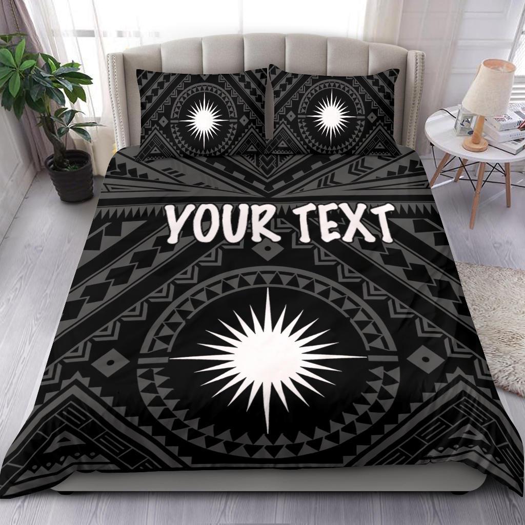 Marshall Personalised Bedding Set - Marshall Seal With Polynesian Tattoo Style ( Black) - Polynesian Pride