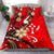 Kosrae Polynesian Bedding Set - Tribal Flower With Special Turtles Red Color - Polynesian Pride