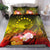 Cook Islands Custom Personalised Bedding Set - Humpback Whale with Tropical Flowers (Yellow) - Polynesian Pride