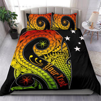 Papua New Guinea Personalised Bedding Set - PNG Bird And Polynesian Decorative Pattern Reggae - Polynesian Pride