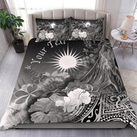 Marshall Islands Custom Personalised Bedding Set - Humpback Whale with Tropical Flowers (White) - Polynesian Pride