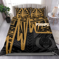 Pohnpei Bedding Set - Pohnpei Seal In Heartbeat Patterns Style (Gold) - Polynesian Pride