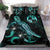 Tonga Polynesian Bedding Set - Turtle With Blooming Hibiscus Turquoise Turquoise - Polynesian Pride