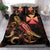 Wallis And Futuna Polynesian Bedding Set - Turtle With Blooming Hibiscus Gold Gold - Polynesian Pride