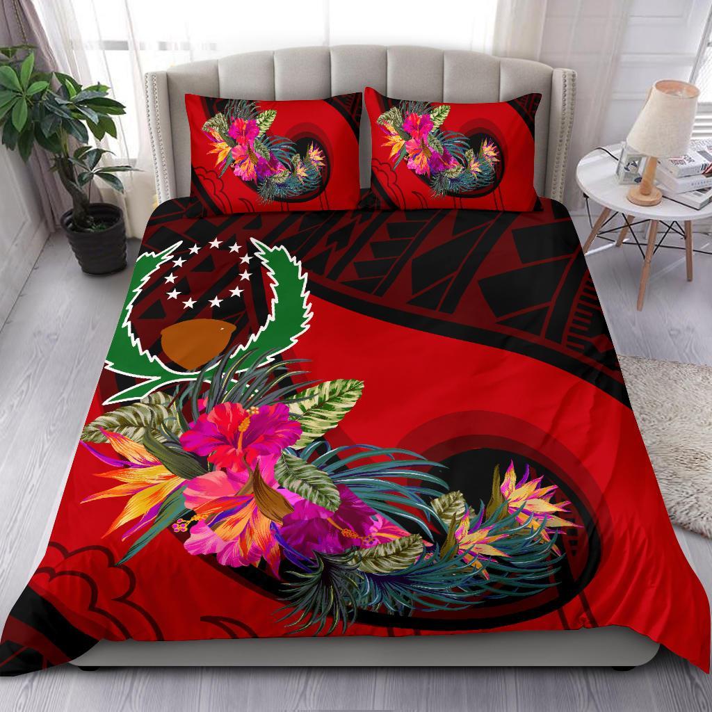 Pohnpei Bedding Set - Polynesian Hook And Hibiscus (Red) 3 Pieces Bedding Set - Polynesian Pride