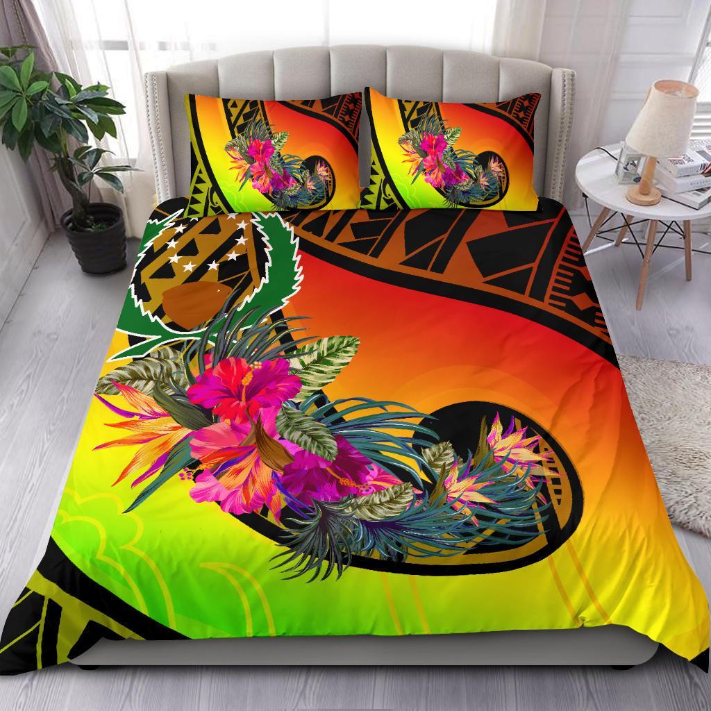 Pohnpei Bedding Set - Polynesian Hook And Hibiscus (Reggae) Art - Polynesian Pride