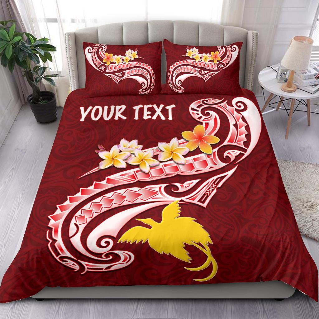 Papua New Guinea Custom Personalised Bedding Set - PNG Seal Polynesian Patterns Plumeria Red - Polynesian Pride