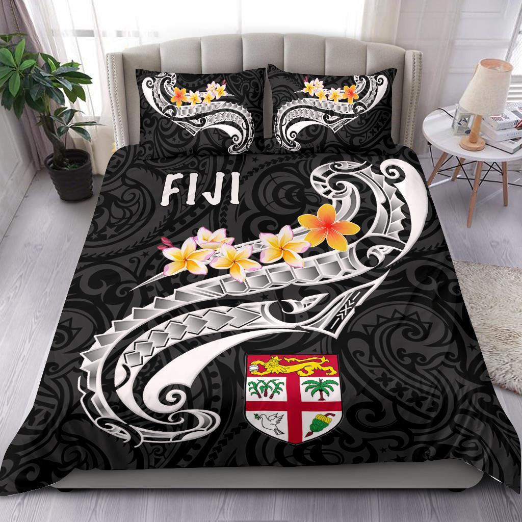Fiji Bedding Set - Fiji Seal Polynesian Patterns Plumeria (Black) Black - Polynesian Pride
