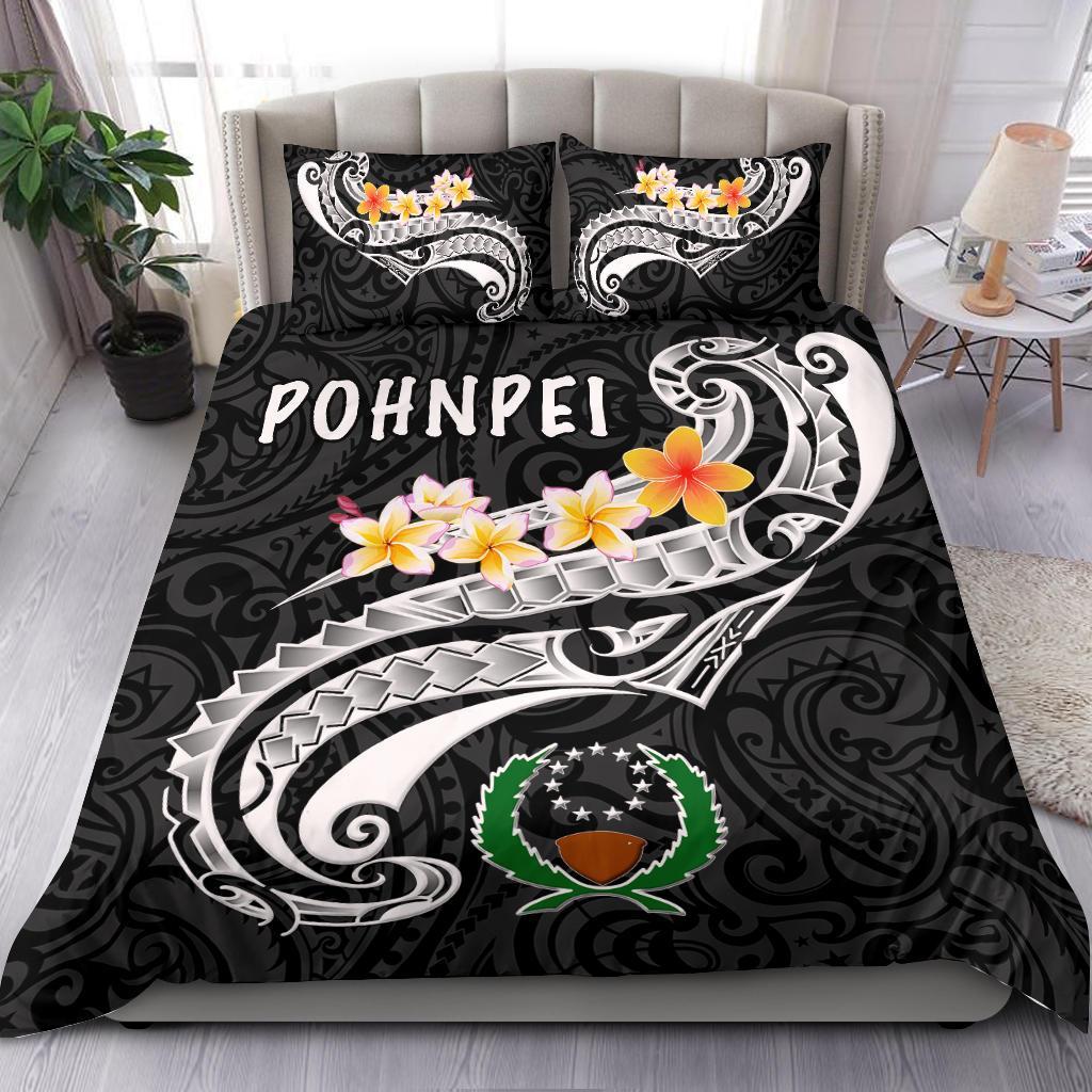 Pohnpei Bedding Set - Pohnpei Seal Polynesian Patterns Plumeria (Black) Black - Polynesian Pride