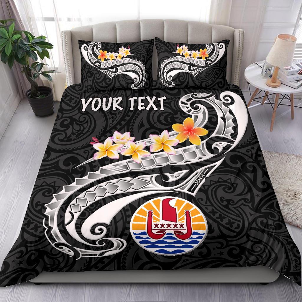 Tahiti Custom Personalised Bedding Set - Tahiti Seal Polynesian Patterns Plumeria (Black) Black - Polynesian Pride