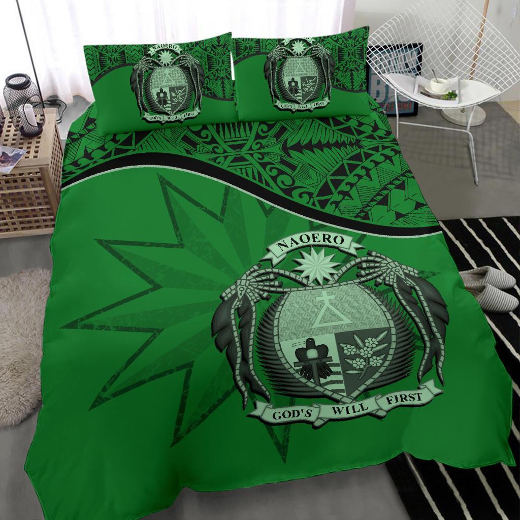 Nauru Duvet Cover Set - Nauru Bedding Flag & Coat Of Arms Green - Polynesian Pride