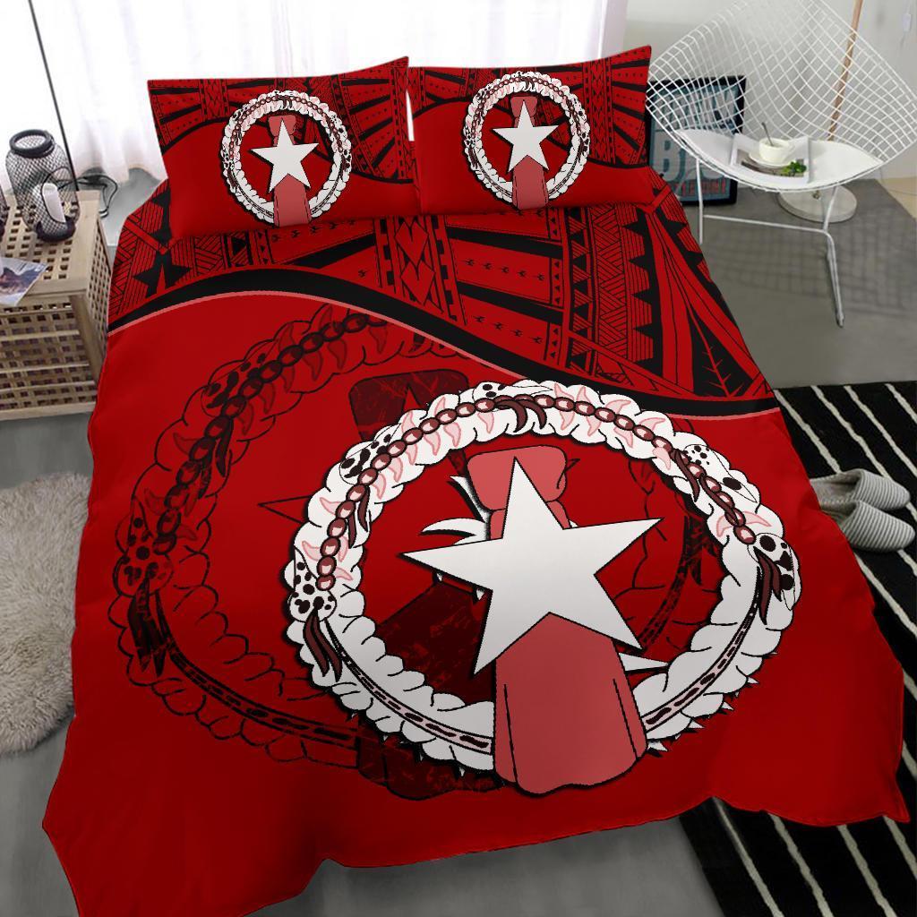 Northern Mariana Islands Duvet Cover Set - Northern Mariana Islands Flag Red - Polynesian Pride