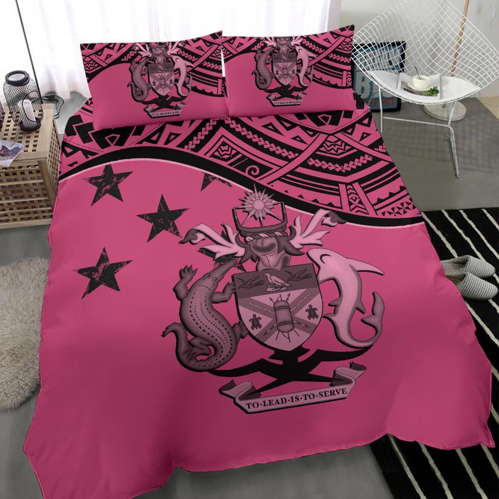 Solomon Island Duvet Cover Set - Flag & Coat Of Arms Pink - Polynesian Pride