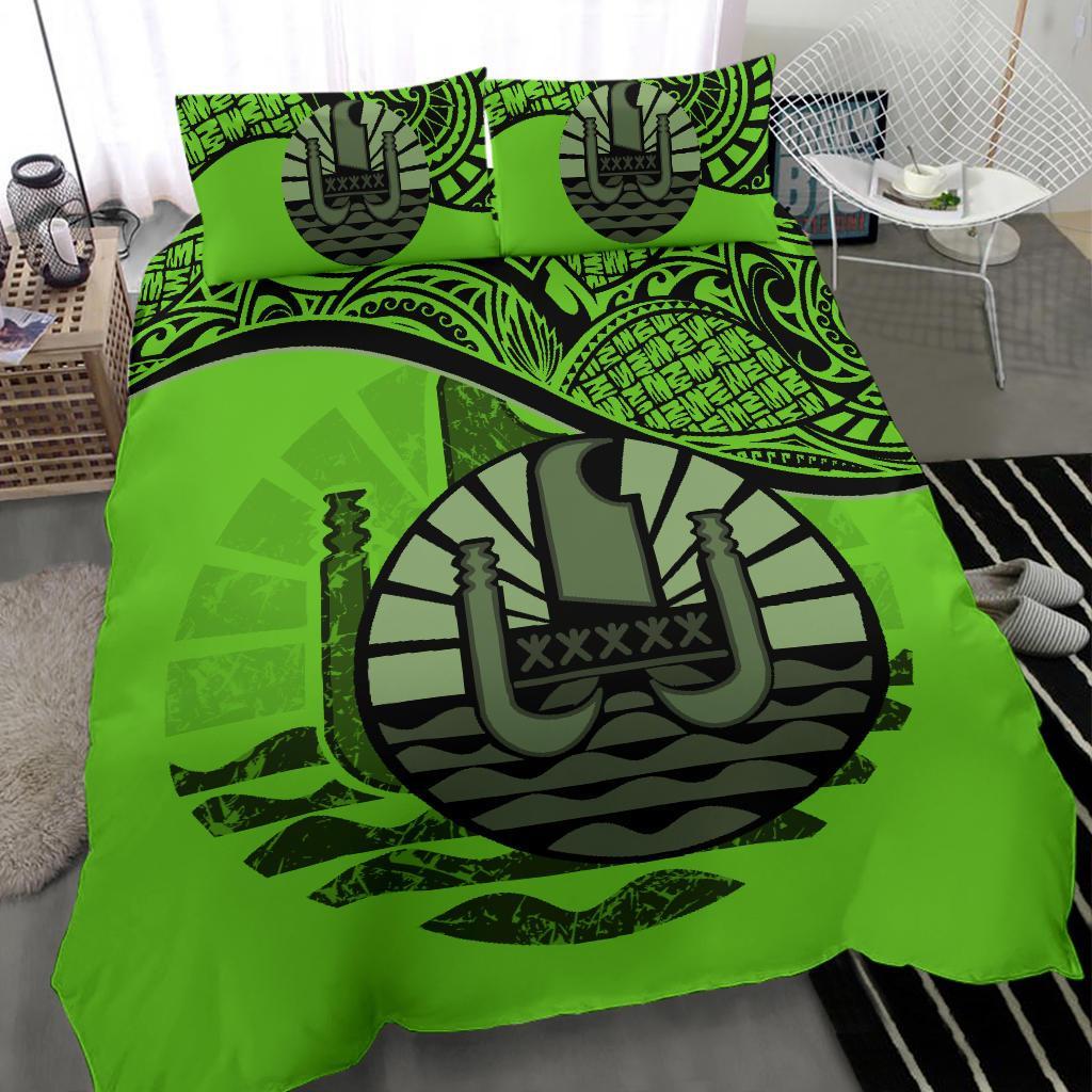 Tahiti Duvet Cover Set - Tahiti Flag Green - Polynesian Pride